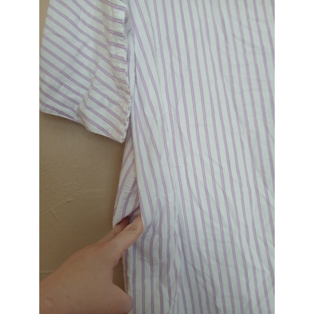 Petite Plume Nightgown Large French Ticking Cotton Sleep Caftan Pockets - Picture 5 of 14